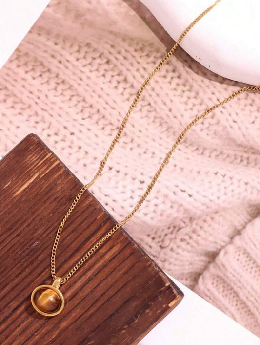 COLLAR REDONDO CON PIEDRA MARRON
